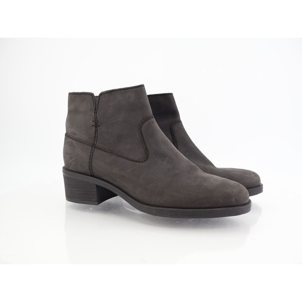 Earth Oslo Ankle Bootie Size 10 M Charcoal Black Block Heel Side Zip Comfort